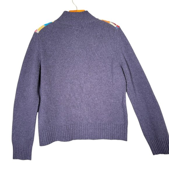 United Colors of Benetton 100% Wool Sweater Mock Neck Maximalist Colorful M - Picture 2 of 7